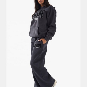 Chándales de invierno informales de gran tamaño para mujer, conjunto de 2 piezas con chaqueta con cremallera y pantalón acampanado, ropa deportiva - Product Image 5