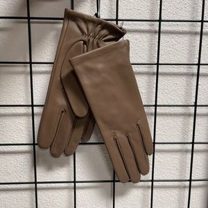 Guanti da donna in vera pelle di pecora marrone taglia M guanti da guida invernali morbidi fodera in lana per ciclismo quotidiano Outdoor Casual - Product Image 1
