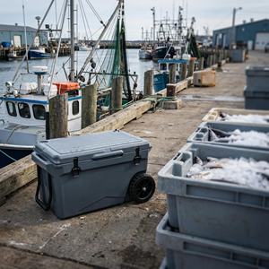 Frigo Portatile Rotomoldato Rinforzato con Ruote 60QT, Borsa Termica Isolante per <span class=keywords><strong>Campeggio</strong></span>, Pesca e Conservazione Bevande Fredde - Product Image 5