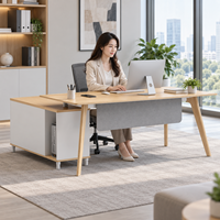 Bureau de direction haut de gamme moderne avec glissières silencieuses et pieds en bois de frêne pour suite de direction