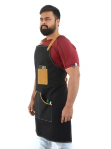 Tablier de cuisine de chef avec sangle en cuir, logo personnalisé, barbecue, restaurant, salon de beauté, barista, café, boulangerie - Product Image 4