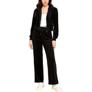 <b>Women</b> Cropped Zipper Hoodie <b>Velvet</b> Velour <b>Tracksuits</b> <b>Velvet</b> Set Two Piece Casual <b>Tracksuit</b> Sweatsuit <b>Women</b> <b>Velvet</b> 2 Piece Set - Product Image 4