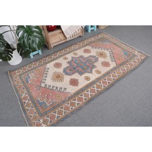 Alfombra Turca Vintage de Lana Azul, 3.8x6.7 pies - Product Image 4