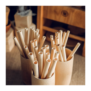 Pailles en bambou écologique avec pochette de transport en coton et brosse de nettoyage-parfaites pour les amateurs de smoothies, de café et de thé/pailles écologiques - Product Image 3