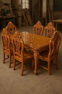 Juego de mesa y silla de comedor de lujo de madera maciza de primera calidad para Casas espaciosas que ofrecen durabilidad, elegancia y estilo duradero - Product Image 2