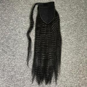 100% Raw Virgin Vietnamien Cheveux Raides Queue de Cheval Extension de Cheveux Humains pour les Femmes Noires avec Dentelle Transparente - Product Image 3