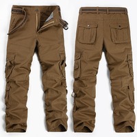 Großhandel Herren Mid-Waist Streetwear Umweltfreundliche Atmungsaktive 100% Baumwolle Cargo-Hose Gerade Geschnittene Canvas-Hose mit Mehreren Taschen Dunkel