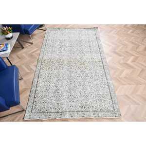 <b>Rug</b>, 5x8.4 ft Vintage <b>Rug</b>, Gray <b>Check</b> <b>Rug</b> Wool - Product Image 4