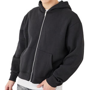 Sudadera informal sólida de manga larga con cremallera completa para hombre, Sudadera con capucha de algodón 100% con ropa de calle, atuendo de moda para invierno y otoño - Product Image 2