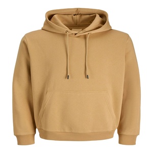 Sudadera con capucha caqui para hombre, Jersey transpirable informal con bolsillo frontal de ajuste Regular, puños acanalados, 100% algodón, teñido liso, Invierno - Product Image 1