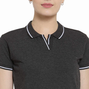 Best Quality Women's Polo Shirt Black Color <b>Slim</b> Fit Turn Down Collar Pullover Plus Size Polo Shirt For Ladies - Product Image 4