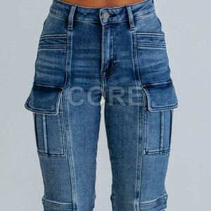 Meilleures ventes Jeans cargo multi-poches pour femmes Pantalons jeans cargo multi-poches confortables pour femmes - Product Image 4