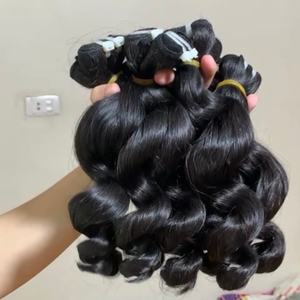 CDYHAIRVN Raw Vietnamese Bouncy Curl Double Drawn Cuticle Aligned Non-Remy Machine Double Weft Natural Color Bleachable Wig DD - Product Image 1