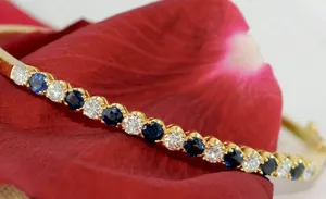 Bracelet en argent 925 avec moissanite 5 carats, saphir bleu et diamants - Product Image 2