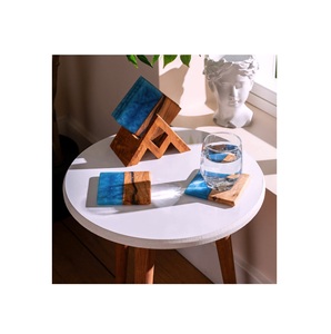 Posavasos de resina de madera moderno Posavasos de resina de forma redonda para bebidas color verde mejor embalaje - Product Image 6