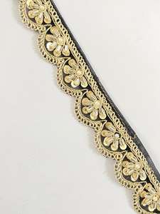 Factory Directly Eco-Friendly Colorful Wavy 18mm Polyester Water-soluble Lace <b>Trim</b> Guipure Ribbon Floral Pattern Rhinestone - Product Image 3