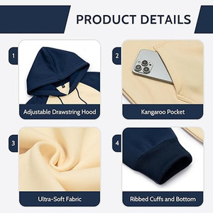 เสื้อฮู้ดผ้าฝ้ายแบบสวมหัวมีฮู้ดสำหรับผู้ชายเสื้อสเวตเตอร์ผ้าคอตตอนแบบสวมหัวมีฮู้ดขนาดใหญ่โลโก้ได้ตามต้องการ - Product Image 6