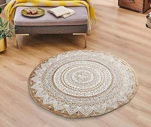 พรมปอกระเจาถักลายวงรีพรมปูพื้นแบบโบฮีเมียนอินเดียเสื่อสวดมนต์ปอกระเจาพรมสานธรรมชาติสินค้าขายดี - Product Image 5