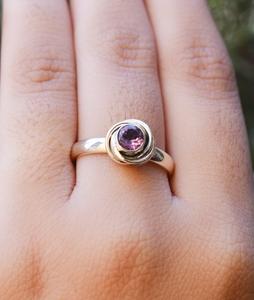 Anillo Floral de amatista genuina para mujer, Plata de Ley 925, joyería de piedras preciosas hecha a mano minimalista, regalo elegante para ella - Product Image 2