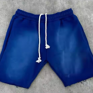 Custom Logo High Quality French Terry Cotton Patch Stitching <b>Shorts</b> Acid Wash Distressed <b>Shorts</b> for <b>Men</b> - Product Image 3