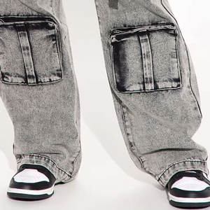 Luxury <b>Ladies</b> Baggy <b>Trouser</b> Quick Dry 8 Pockets Cargo Jeans Pant Streetwear Style Denim Pants with <b>Loose</b> Fit - Product Image 3