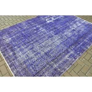 Alfombra Vintage, Alfombra Turca Grande de 6.46x9.2 pies, Alfombra de Lana con Diseño Floral Azul y Blanco - Product Image 2