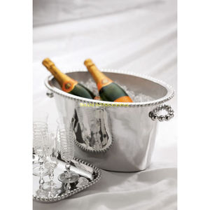 Cuenco de hielo decorativo de fundición de aluminio con interior de esmalte azul, enfriador de vino de champán moderno y cuenco para servir para bares y hoteles - Product Image 5