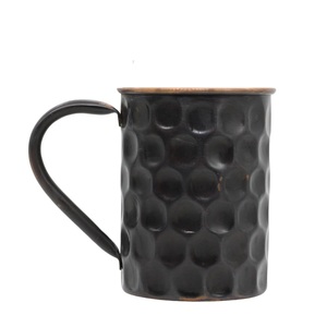 <b>Black</b> Finished Metal Moscow Mule <b>Mug</b> with Handle Eco-Friendly Hammered Design for Bars Hotels & Parties - Product Image 5