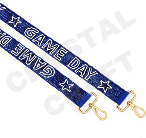 Star Game Day Correas de bolsa de cuentas de semillas de oro blanco personalizadas 'Hook Em Horns' Accesorio de moda Correa de monedero con cuentas - Product Image 1
