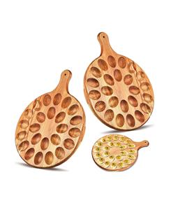 2 pièces 24 trous réversible Plateau à œufs farcis en bois Plateau à œufs farcis Planche à charcuterie Plateau à œufs épais Plateau de service rond en bois - Product Image 1