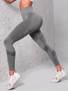 Leggings de Yoga pour femmes à rayures taille haute fermeture à la taille élastique 220g pantalon en Nylon Spandex Scrunch leggings bout à bout pour femmes - Product Image 5
