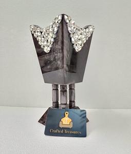 Brûleur d'encens en résine époxy de qualité supérieure Brûleur Bakhoor avec grand cristal ou strass floral Mubakhar - Product Image 3