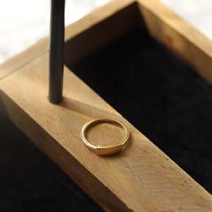 Elegante anillo minimalista de oro de 14 quilates para mujer, diseño étnico con rectángulo y estilo clásico, Festival IGI Certificado de bodas, regalo delicado - Product Image 2