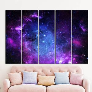Impresionante lienzo con estampado de cielo estrellado: arte de galaxia plano y vibrante, 5P: estirado sobre lienzo - Product Image 1