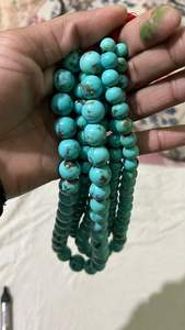 Perles rondes/rondelles en turquoise, matériau en pierre pour la fabrication de bijoux, couleur bleue, perles en vrac du Rajasthan - Product Image 3