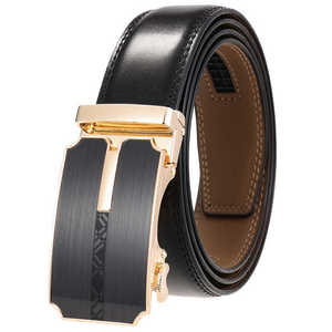 Men's Genuine Leather Automatic <b>Belt</b> Brown Cow Hide Alloy Buckle <b>Vintage</b> Durable One Piece Molding - Product Image 6