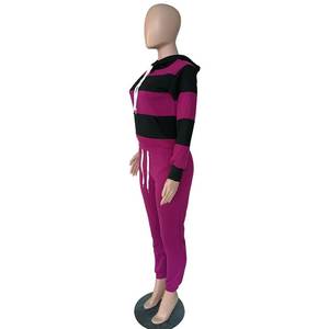 Traje deportivo sólido informal para mujer, conjunto de 2 piezas, Jersey de invierno con capucha, chándal para correr - Product Image 4