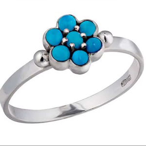 Bague unisexe en argent sterling plaqué or avec pierre turquoise sertie en bézel, forme vintage de 10 mm, certifiée IGI, vente en gros - Product Image 1