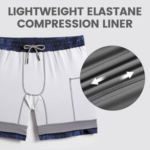 Short de course à compression 2 en 1 pour homme, taille élastique, longueur genou, élasthanne/polyester - Product Image 3