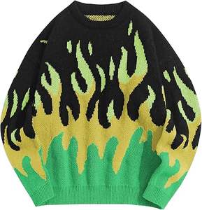 เสื้อสเวตเตอร์ถักสไตล์นักศึกษาสำหรับผู้ชาย ฤดูใบไม้ผลิ/ฤดูใบไม้ร่วง รุ่นใหม่ สีดำ/ขาว เสื้อสเวตเตอร์คอกลมแบบสวมใส่ได้ทั้งชายและหญิง - Product Image 5