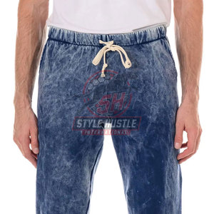 Wholesale Custom Logo <b>Drawstring</b> Acid Wash <b>Trousers</b> Loose Fit Customized Logo Printing Acid Wash <b>Trousers</b> - Product Image 4
