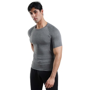 <b>Men</b> Compression T-Shirt Polyester Spandex <b>Stretch</b> Slim Fit Front Logo Gym Workout Athletic Training Quick Dry Breathable Wear - Product Image 2