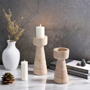 Portavelas de piedra travertino moderno elegante, decoración de piedra Natural para el hogar, oficina, ocasiones especiales, Idea de regalo única hecha a mano - Product Image 5