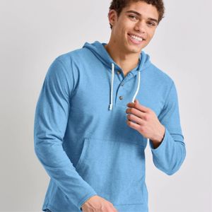Durable <b>Men's</b> Henley <b>Hoodie</b> - Comfortable Fit and Stylish Design - Great for Casual Outfits - Product Image 2