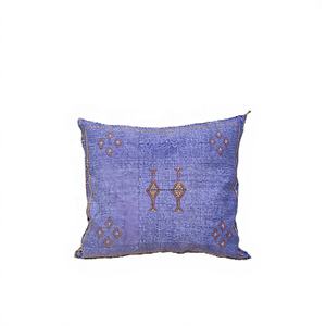 Wholesale Handwoven <b>Moroccan</b> Cactus Silk <b>Cushion</b> <b>Cover</b> – Blue Sabra Pillow Case for Home Decor - Product Image 1
