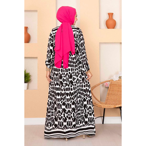 Patrón de cebra Viscosa Hijab Vestido Negro - Product Image 2