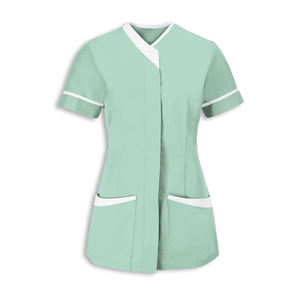 Tunique de travail décontractée pour femmes, haut à manches courtes, uniforme de spa, chemise de thérapeute, bouton, tissage, vêtements de travail pour la coiffure et le massage, chemisier - Product Image 1