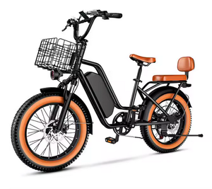 Bicicleta Eléctrica de Aluminio de 2 Plazas, Batería de Litio de 12V 70Ah, Motor de 1300W, Neumático Grueso de 24 Pulgadas, Freno de Disco, 12 Velocidades - Product Image 1