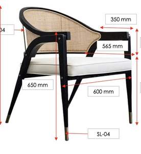 Fauteuil Mid-Century Modern Cane Back pour le salon - Product Image 2