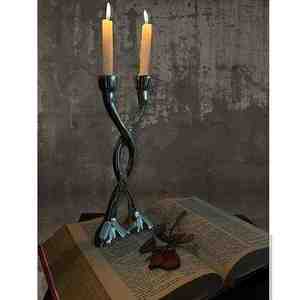 Bougeoir en métal durable de style vintage, design classique, fait à la main, avec finition argentée, pour la décoration de la maison et l'éclairage de Noël - Product Image 2